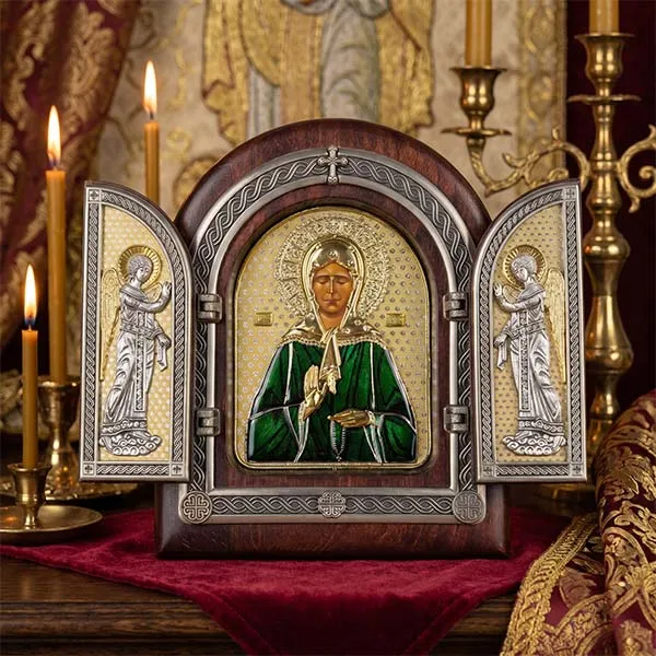 St. Matrona folding wooden icon for home protection and miracles 22 x 18 cm-3