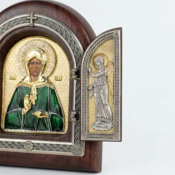 St. Matrona folding wooden icon for home protection and miracles 22 x 18 cm-2