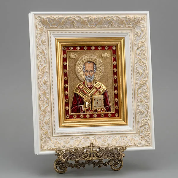 Uramljena ikona Sveti Nikola sa pozlatom serbianshop - 36 x 31 cm-3