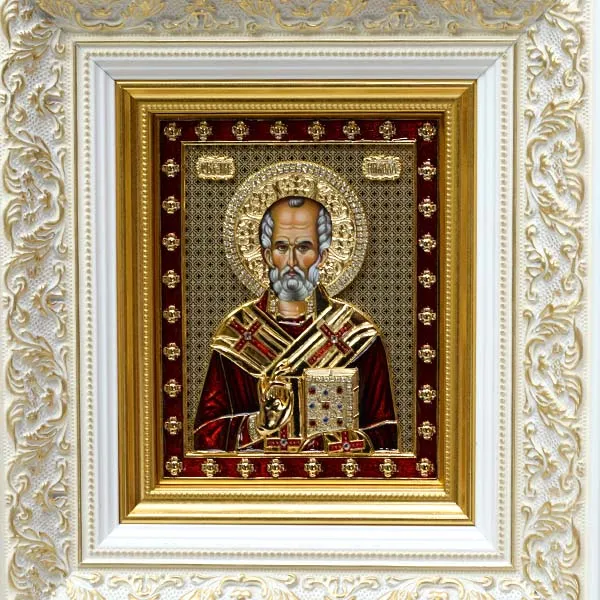 Uramljena ikona Sveti Nikola sa pozlatom serbianshop - 36 x 31 cm-2