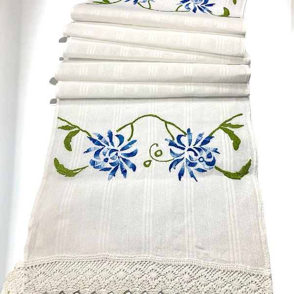  EMBROIDERED TOWEL - BLUE FLOWERS | SERBIANSHOP.COM-3