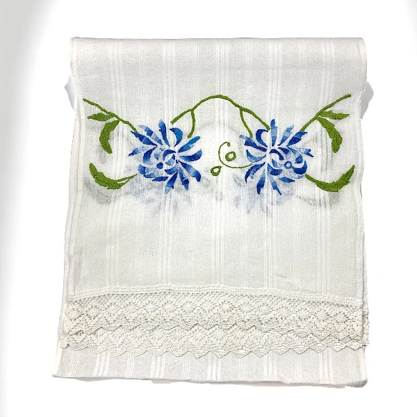  EMBROIDERED TOWEL - BLUE FLOWERS | SERBIANSHOP.COM-2