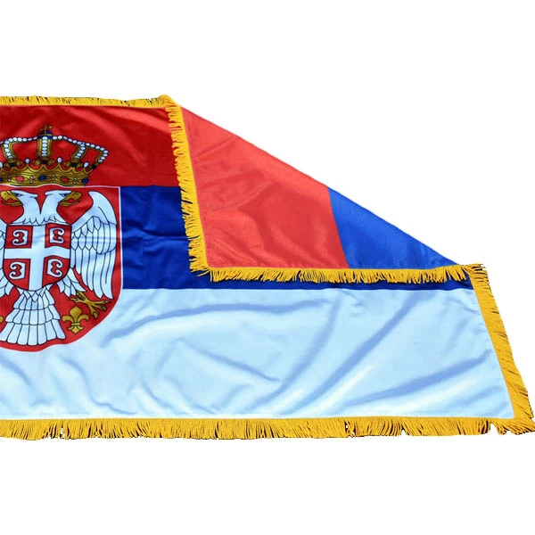 Zastava Srbije sa resama, materijal krep saten-4