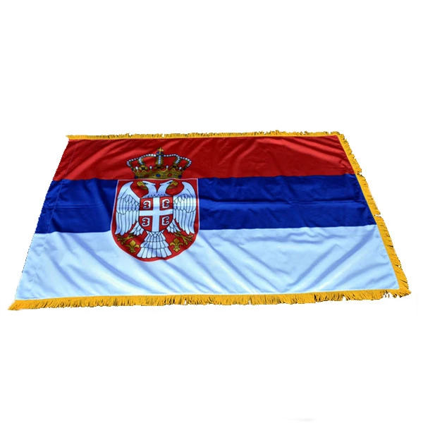 Zastava Srbije sa resama, materijal krep saten-2