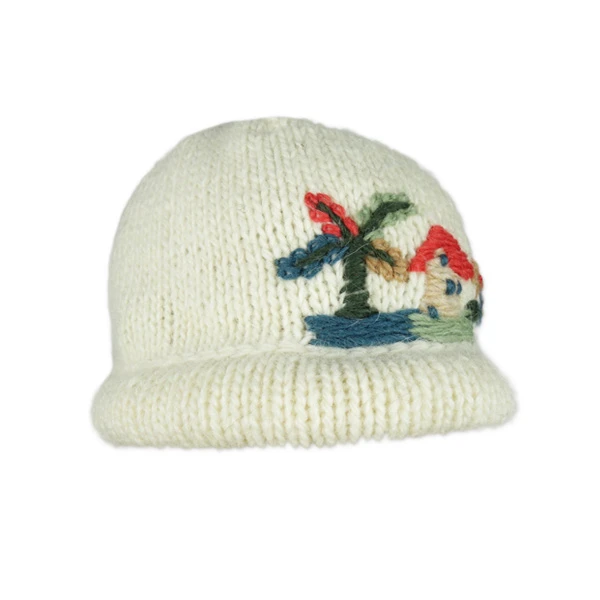 WOMEN'S CAP WHITE - Embroidered Landscape Sirogojno-2