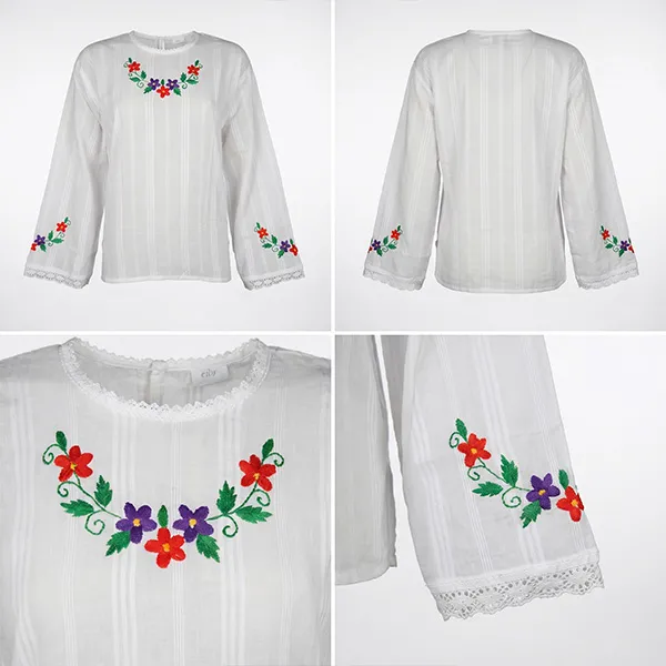Zenska bela sumadijska bluza sa cvetnim vezom serbianshop-2