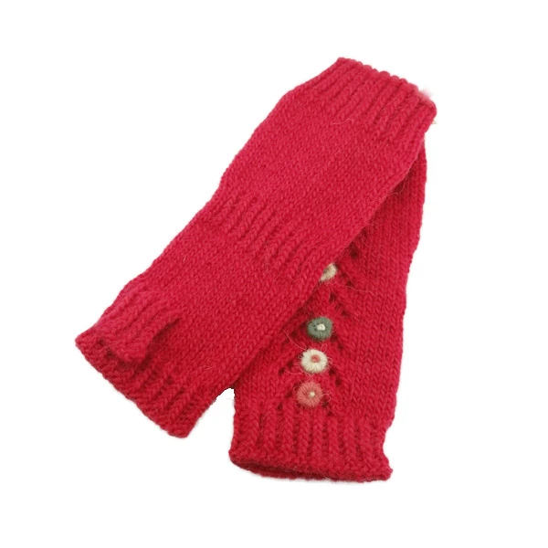 RED GLOVES WITH FLORAL EMBRODIERY-1
