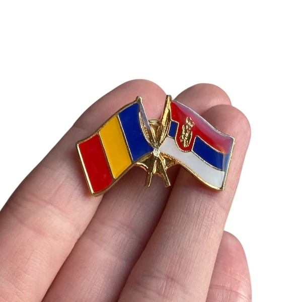 SERBIA - ROMANIA FLAG BADGE-3