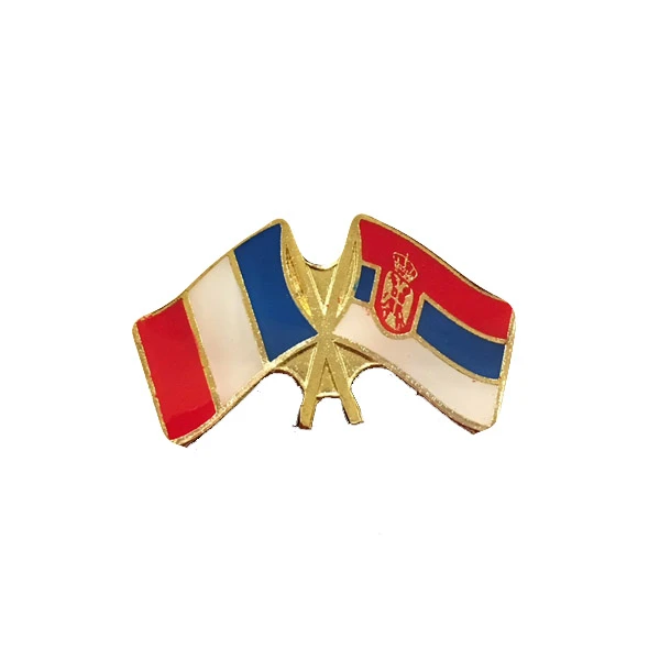 SERBIA - FRANCE FLAG BADGE-1