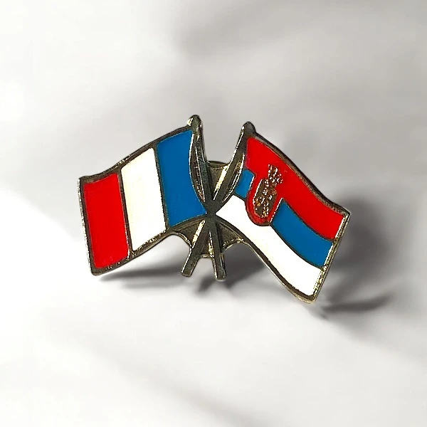 SERBIA - FRANCE FLAG BADGE-1
