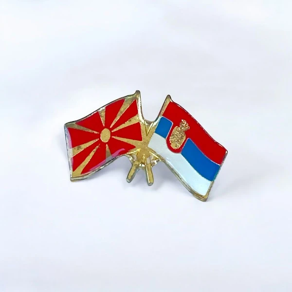 SERBIA - MACEDONIA FLAG BADGE-1