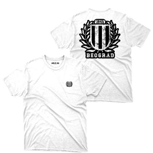 Bela pamučna majica FK Partizan sa motivom štita