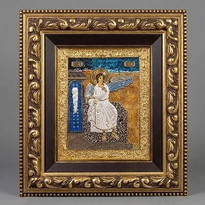Velika metalna ikona Beli Andjeo masivni drveni ram serbianshop - 61 x 52 cm