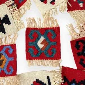 Mini kilim coaster 10x10 cm handmade wool SerbianShop
