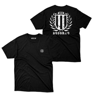 Crna pamučna majica FK Partizan sa motivom štita