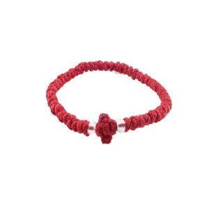 Red rosary with clear pearls