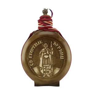 WOODEN FLASK, 0.7l, SAINT GEORGE, handmade brandy canteen, buklija