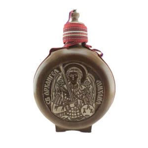 WOODEN FLASK 0.7l, ST. ARCHANGEL, brandy canteen, buklija