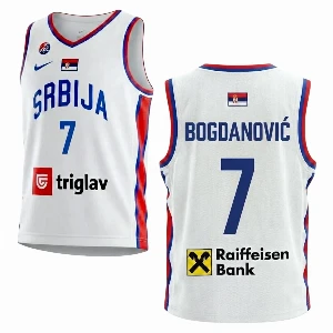 Kids’ White Jersey Bogdanović 7 – Serbia Basketball EuroBasket 2025