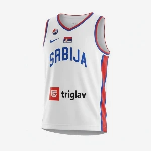 Kids’ white Serbia basketball Nike jersey EuroBasket 2025