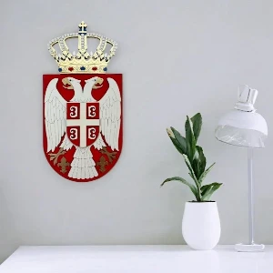 Wooden wall coat of arms of Serbia