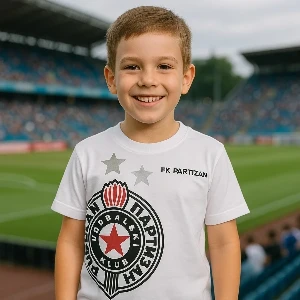 FC PARTIZAN CHILDREN'S T-SHIRT WHITE BIG COAT OF ARMS