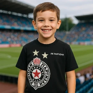 FC PARTIZAN CHILDREN'S T-SHIRT BLACK - BIG COAT OF ARMS