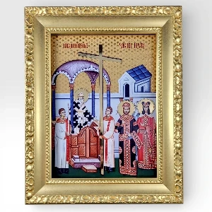 Orthodox Icon of the Exaltation of the Holy Cross 41x33 cm 24k gold