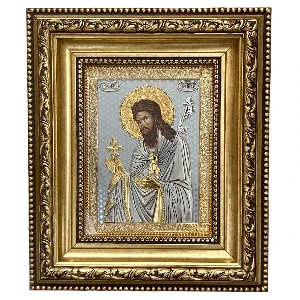 Luksuzna metalna ikona Sveti Jovan Krstitelj sa 24k pozlatom i srebrom 42x36 cm