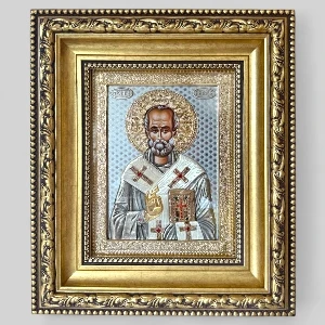 Saint Nicholas Metal Icon 42x36 cm Lux