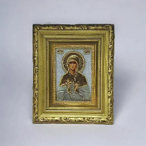 Sveta Petka metalna ikona reljefni rad sa srebrom i zlatom serbianshop - 23 x 19 cm