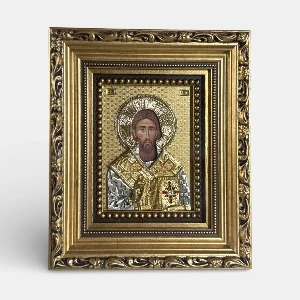 Sveti Sava metalna ikona reljefni rad sa pozlatom serbianshop - 19 x 23 cm