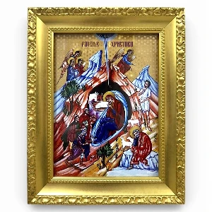 ICON OF THE BIRTH OF CHRIST, CHRISTMAS 38x32 cm - gilded