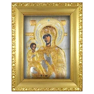 Miraculous Virgin of Cajnice Krasnica Orthodox icon gold finish - (41 x 33 cm)