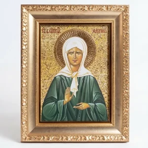 Velika slavska ikona Sveta Matrona Moskovska na drvetu 41x33 cm sa pozlatom