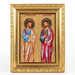 Icon of St. Bartholomew and Barnabas – The Gilded Apostolic Blessing - (41x 33 cm)