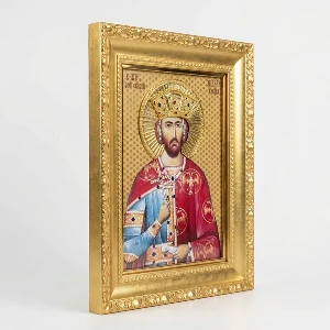 Icon of Holy Despot Stefan Lazarevic – The Gilded Blessing of the Knight Prince - (41x33 cm)