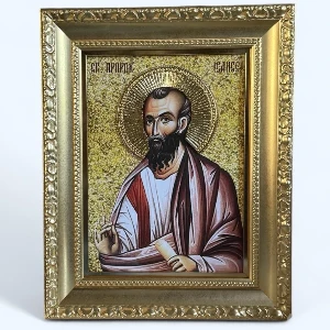 Velika pozlacena ikona Sveti Prorok Jelisej na drvetu 40x32 cm