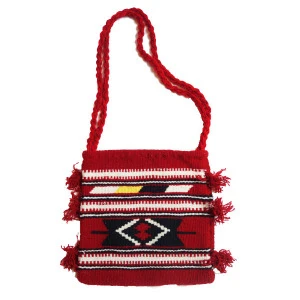 Handmade Serbian folk pattern bag woven fabric