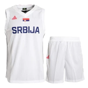 JUNIOR KOŠARKAŠKI KOMPLET SRBIJA DRES I ŠORTS 2021 BELI