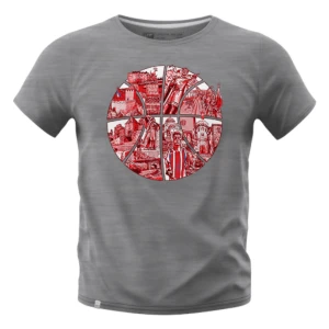 KK RED STAR BELGRADE T-SHIRT MOTIF GREY
