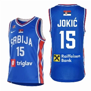 Blue Serbia basketball Jokić 15 Nike jersey EuroBasket 2025