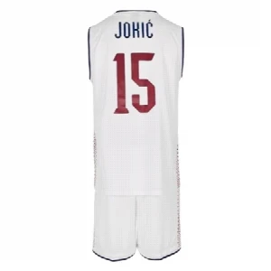Kosarkaski komplet dres i sorts Srbija Jokic 15 beli 2024 serbianshop