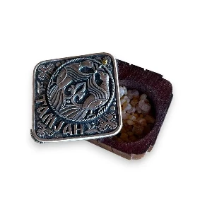 Incense box silver patina Orthodox motifs SerbianShop