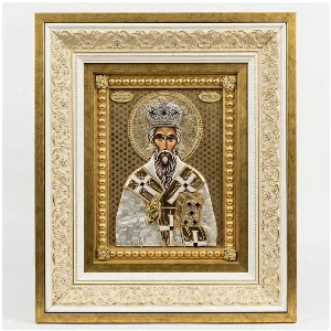 Luxury gold plated icon Saint Vasilije Ostroski 43x37 cm SerbianShop