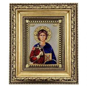 Luksuzna metalna ikona Sveti Trifun pozlata i srebro 42x36 cm