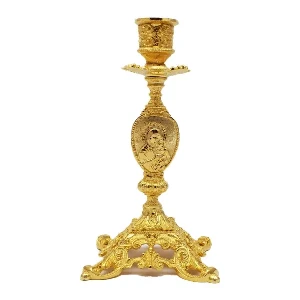 Gold-tone metal candle holder for Slava candle - traditional design
