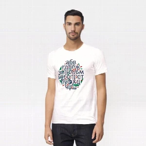 MEN'S ROUND ALPHABET T-SHIRT - WHITE