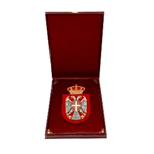 Luksuzni orden drzavni grb Srbije u crvenoj kutiji serbianshop