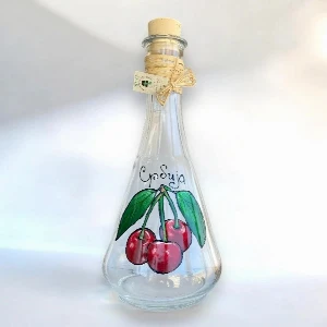 PAINTED GLASS BOTTLE 1L - Cherry